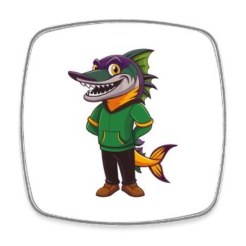 Barracuda Funny Kawaii Dessin animé Personnage Clipart - Magnet carré - blanc - Devant