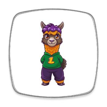 Alpaca Funny Kawaii Cartoon Character Clipart - Square fridge magnet - white - Front