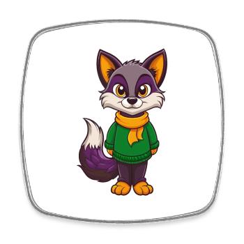 Arctic Fox Funny Kawaii Cartoon Character Clipart - Square fridge magnet - white - Front