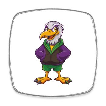 Albatross Funny Kawaii Cartoon Character Clipart - Square fridge magnet - white - Front