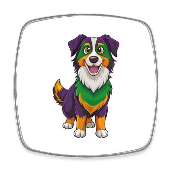 Australian Shepherd Dog Funny Kawaii Cartoon - Square fridge magnet - white - Front