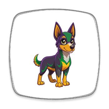 Australischer Kelpie Hund Lustige Kawaii Cartoon Clipart - Viereckiger Kühlschrankmagnet - Weiß - Vorne