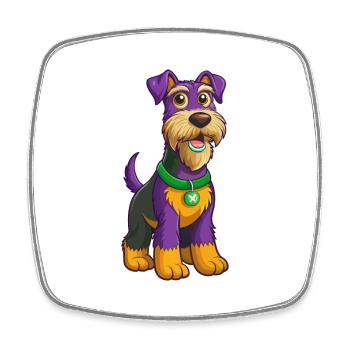 Airedale Terrier Hund Kawaii Zeichentrickfigur - Viereckiger Kühlschrankmagnet - Weiß - Vorne