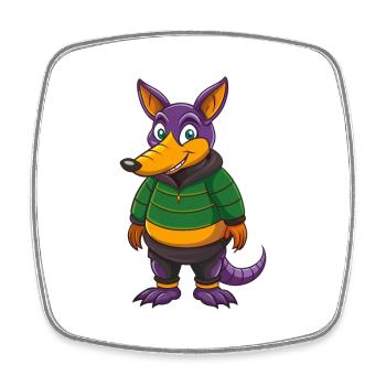 Armadillo Drôle Kawaii Dessin animé Personnage Clipart - Magnet carré - blanc - Devant