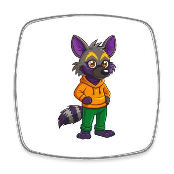 Aardwolf Lustige Kawaii Cartoon Figur Clipart - Viereckiger Kühlschrankmagnet - Weiß - Vorne