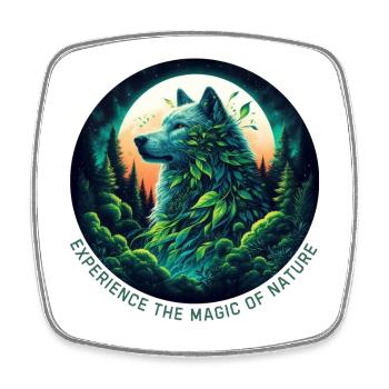 Wolf in the forest - Square fridge magnet - white - Front