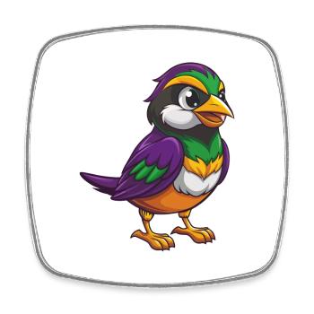 Spatz Lustige Kawaii Cartoon Figur Clipart - Viereckiger Kühlschrankmagnet - Weiß - Vorne