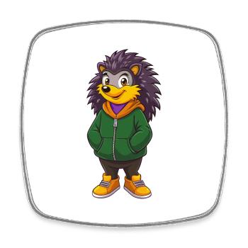 Igel Lustige Kawaii Cartoon Figur Clipart - Viereckiger Kühlschrankmagnet - Weiß - Vorne