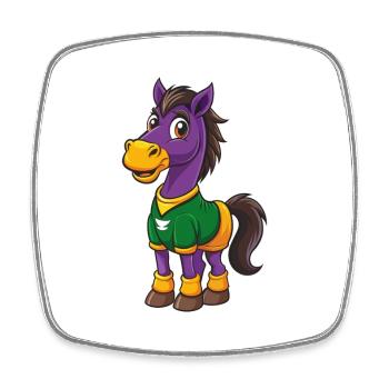 Pferd Lustige Kawaii Cartoon Figur Clipart - Viereckiger Kühlschrankmagnet - Weiß - Vorne