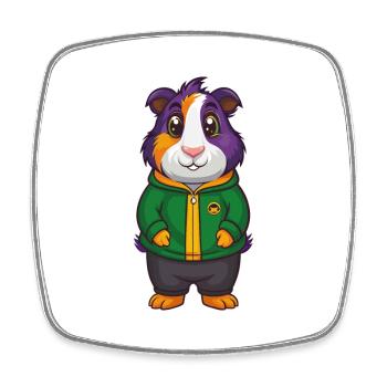 Cochon d’Inde Drôle Kawaii Dessin animé Personnage Clipart - Magnet carré - blanc - Devant