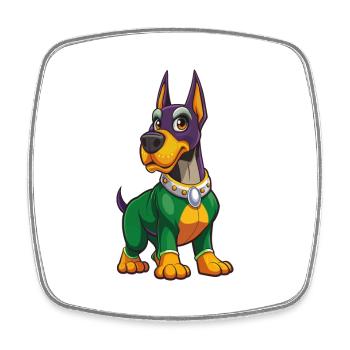 Deutsche Dogge Hund Lustige Kawaii Zeichentrickfigur - Viereckiger Kühlschrankmagnet - Weiß - Vorne