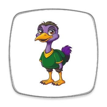Emu drôle Kawaii dessin animé Personnage Clipart - Magnet carré - blanc - Devant