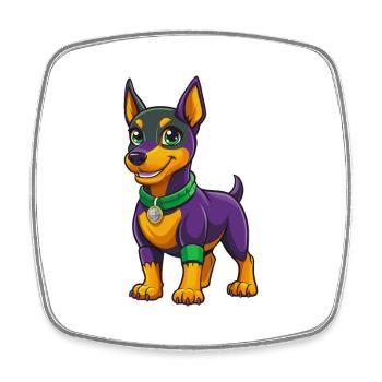 Pinscher allemand chien Kawaii personnage de dessin animé - Magnet carré - blanc - Devant
