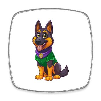 German Shepherd Dog Kawaii Cartoon Character - Square fridge magnet - white - Front