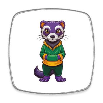 Frettchen Lustige Kawaii Cartoon Figur Clipart - Viereckiger Kühlschrankmagnet - Weiß - Vorne
