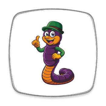 Regenwurm Lustige Kawaii Cartoon Figur Clipart - Viereckiger Kühlschrankmagnet - Weiß - Vorne