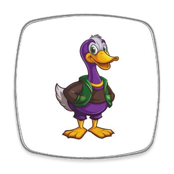 Goose Funny Kawaii Cartoon Character Clipart - Square fridge magnet - white - Front