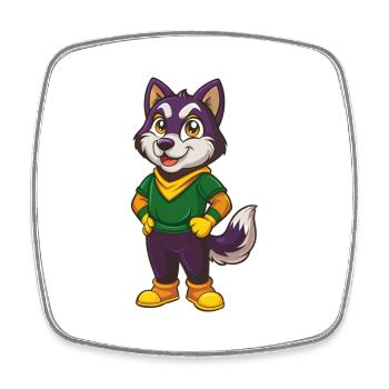 Husky chien drôle Kawaii dessin animé personnage Clipart - Magnet carré - blanc - Devant