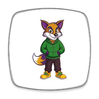 Fuchs Lustige Kawaii Cartoon Figur Clipart - Viereckiger Kühlschrankmagnet - Weiß - Vorne