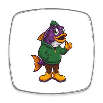Fish Funny Kawaii Cartoon Character Clipart - Square fridge magnet - white - Front