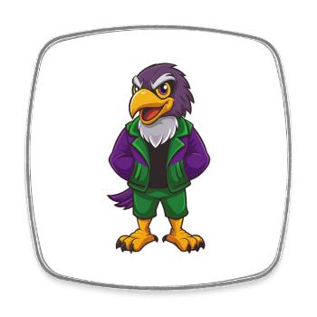 Falke Lustige Kawaii Cartoon Figur Clipart - Viereckiger Kühlschrankmagnet - Weiß - Vorne