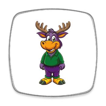 Elk drôle Kawaii dessin animé Personnage Clipart - Magnet carré - blanc - Devant
