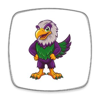 Eagle Funny Kawaii Cartoon Character Clipart - Square fridge magnet - white - Front