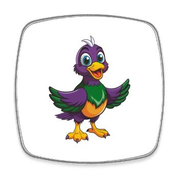 Taube Lustige Kawaii Cartoon Figur Clipart - Viereckiger Kühlschrankmagnet - Weiß - Vorne