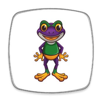 Frog Funny Kawaii Cartoon Character Clipart - Square fridge magnet - white - Front