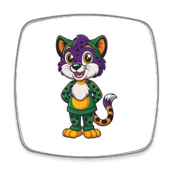 Cheetah Funny Kawaii Cartoon Character Clipart - Square fridge magnet - white - Front