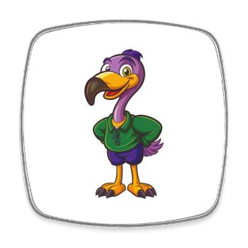 Flamingo Funny Kawaii Cartoon Character Clipart - Square fridge magnet - white - Front