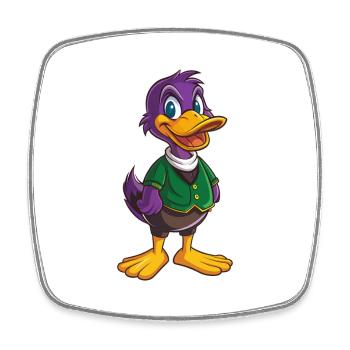 Duck Funny Kawaii Cartoon Character Clipart - Square fridge magnet - white - Front