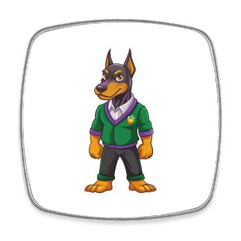 Dobermann chien drôle Kawaii personnage de dessin animé - Magnet carré - blanc - Devant