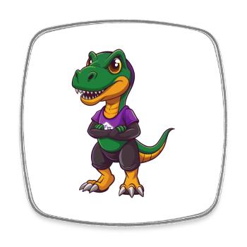 dinosaure drôle kawaii dessin animé personnage clipart - Magnet carré - blanc - Devant