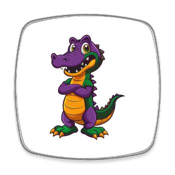 crocodile drôle kawaii dessin animé personnage clipart - Magnet carré - blanc - Devant