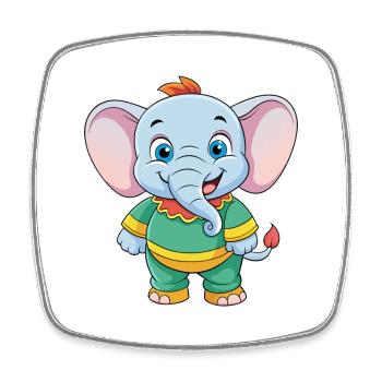 Elefant Niedliche Zeichentrickfigur Kawaii Clipart - Viereckiger Kühlschrankmagnet - Weiß - Vorne
