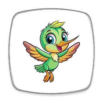 colibri mignon personnage de dessin animé Kawaii Clipart - Magnet carré - blanc - Devant