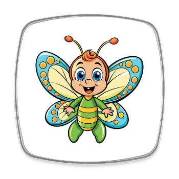 Butterfly Cute Cartoon Character Kawaii Clipart - Square fridge magnet - white - Front