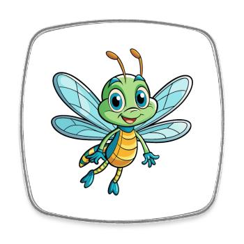 libellule mignon personnage de dessin animé Kawaii Clipart - Magnet carré - blanc - Devant