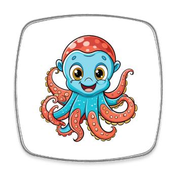Octopus Cute Cartoon Character Kawaii Clipart - Square fridge magnet - white - Front