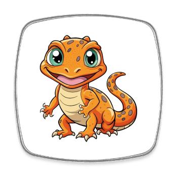 Newt Niedliche Zeichentrickfigur Kawaii Clipart - Viereckiger Kühlschrankmagnet - Weiß - Vorne
