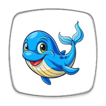 Blauwal Niedliche Cartoon Figur Kawaii Clipart - Viereckiger Kühlschrankmagnet - Weiß - Vorne
