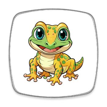 Gecko Niedliche Zeichentrickfigur Kawaii Clipart - Viereckiger Kühlschrankmagnet - Weiß - Vorne
