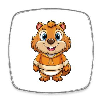 Marmot Cute Cartoon Character Kawaii Clipart - Square fridge magnet - white - Front