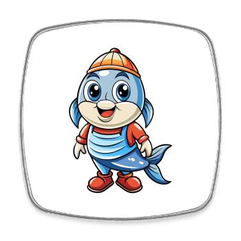 Hareng Mignon Personnage De Dessin Animé Kawaii Clipart - Magnet carré - blanc - Devant