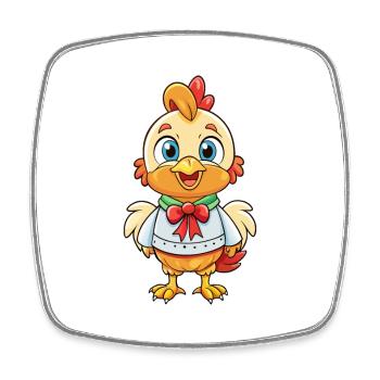 Poule mignon personnage de dessin animé Kawaii Clipart - Magnet carré - blanc - Devant