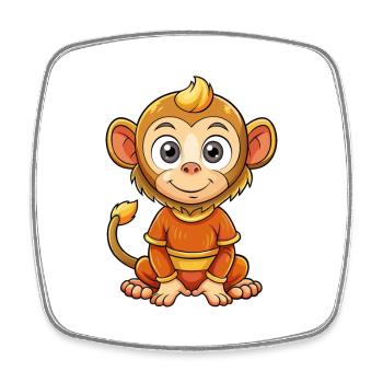 Monkey Cute Cartoon Character Kawaii Clipart - Square fridge magnet - white - Front