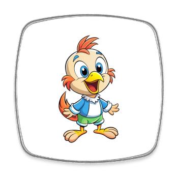 Spottdrossel Niedliche Zeichentrickfigur Kawaii Clipart - Viereckiger Kühlschrankmagnet - Weiß - Vorne