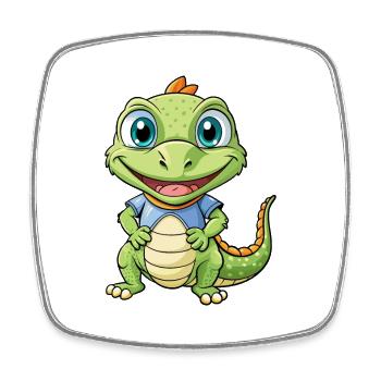 Lizard Cute Cartoon Character Kawaii Clipart - Square fridge magnet - white - Front