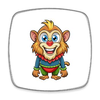 Mandrill Mignon Personnage De Dessin Animé Kawaii Clipart - Magnet carré - blanc - Devant